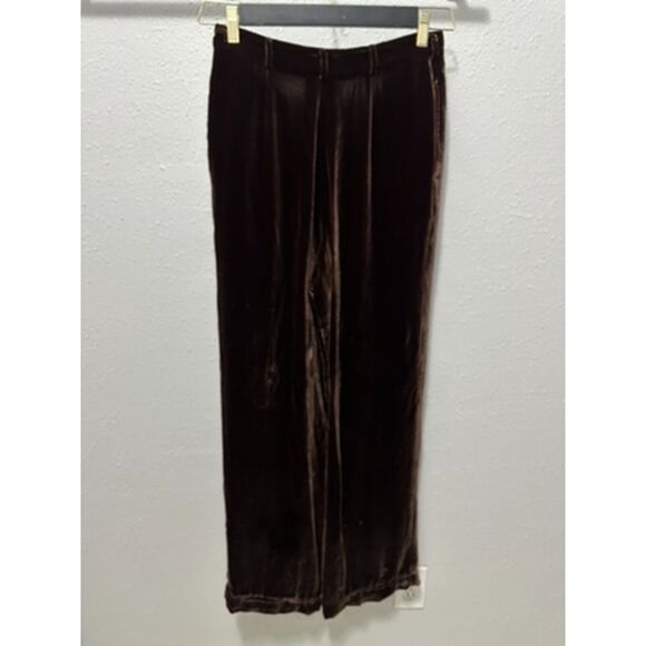 Ralph Lauren Purple Label Brown Velvet Pleated Trousers Straight / Wide US 10 - Picture 6 of 12